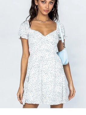 Princess Polly White Mini Dress with Light Blue Floral